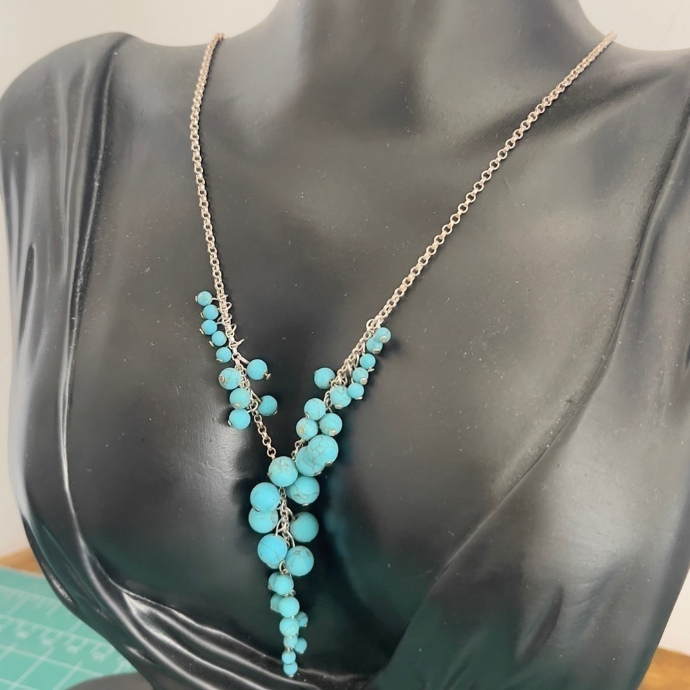 Sterling silver possible turquoise necklace - Picture 2 of 7
